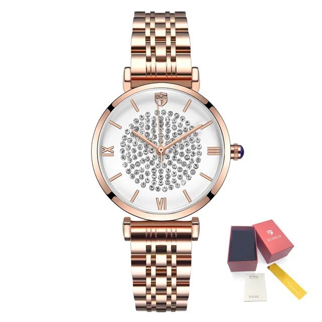 RUIMAS Fashion Women Watch Luxury Quartz Wristwatch Stainless Steel Ladies Casual Watches Dress Clock Relogio Feminino 538