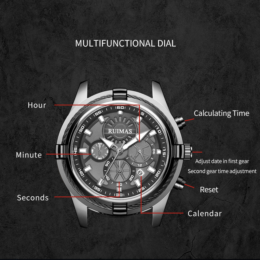 RUIMAS Top Luxury Quartz Wristwatches Men Silicone Large Dial  Military Sports Watches Waterproof Luminous Date Reloj Hombre